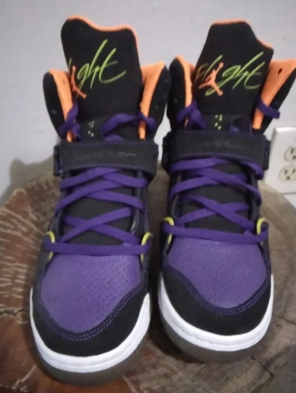 Jordan Flight 45 High Premium GS in Purple, Black and Orange Sz 7Y